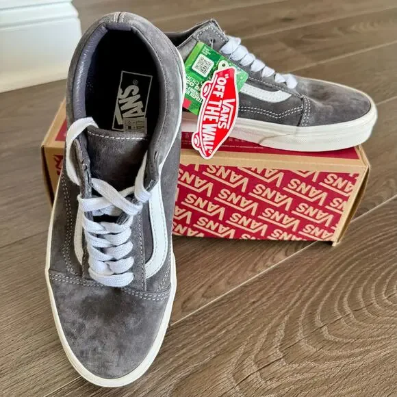 Vans Old Skool Suede Low Top Sneakers Gray White Skate Shoes Mens 8 / Womens 9.5